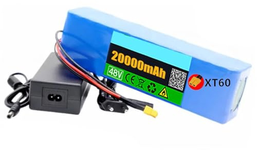 Batterie Lithium-ION 48V 20Ah 13S3P pour vélo électrique avec Chargeur Protection BMS intégrée Idéale pour Moteur de vélo électrique 200-2000 W XT60 Plug,48V 20Ah