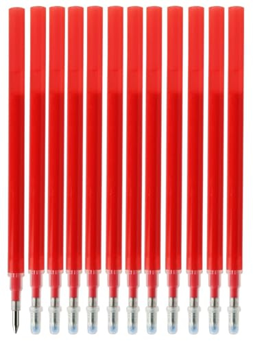 12 Stück Kompatible Löschbare Minen für Pilot Frixion Tintenroller, Radierbare Tintenrollerminen mit Thermosensitiver Tinte, Austauschbare 0,7mm Spitze in Rot für Notizen und Hausaufgaben