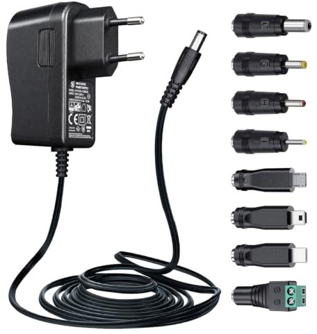 15 V 1 A/1000 mA 1,8 m Langer Netzteiladapter, AC 100–240 V auf DC 15 V 1 A Schaltadapter-Wandstecker mit 8 Spitzen für Cat Open Air Selbstreinigung, Starthilfe und mehr