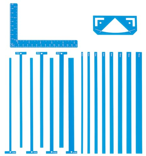 UNICRAFTALE Juego de 18 reglas de encuadernación de libros de acrílico flexible, paquete de encuadernación, color azul, herramienta de álbumes de recortes, reglas en forma de T para encuadernación