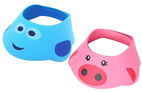 minkissy 2 Stück Verstellbare Duschhaube Badekappe Haarwaschen für Kleinkinder Ergonomische Badehaube für Schutz vor Wasser für Ohren und Augen Cartoon Design für Bad und Friseur