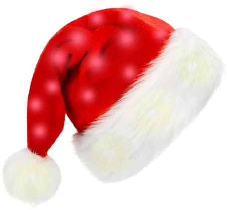Teksome LED Weihnachtsmütze | Weiche Plüsch Weihnachten Beleuchtete Mütze | Cosplay Prop Santa, Classic für Neujahr, Party