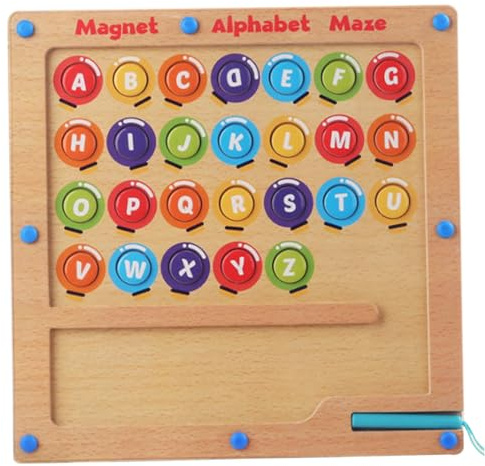 Magnetic Alphabet Board Magnetic Alphabet Maze 10x10 Inch Wooden Board Color Sorting Puzzle Matching Game Tracing for Preschool Kindergarten