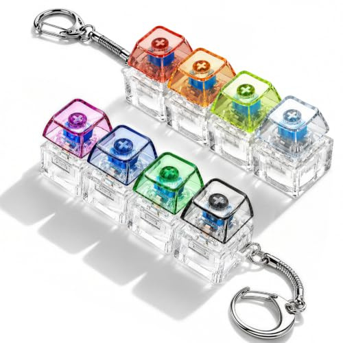 Quelcc 2 Pcs Keyboard Fidget Toy, Stress Relief Fidget Toys Adults, 4-Button Fidget Toys, Funny Fidget Keyboard, Keyboard Clicker Fidget Toy, Fidget Keyring, Fidget Clicker, Transparent