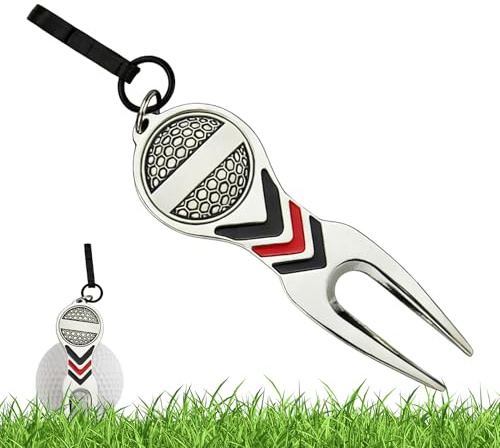 Strumento di riparazione per divot da golf, forchetta in lega di zinco, marcatore per palline da golf, strumento di manutenzione verde, per uomini, golfisti, collezionisti, sport all'aria aperta