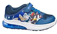 Sonic The Hedgehog Boys Light Up Trainers Kids Blue Walking Running Athletic Sneakers Sports Shoes with Touch Fastening with Bungee Laces (Blue UK 1-EU33)