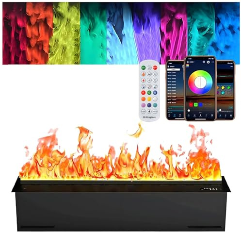 Cheminée à Vapeur D'eau, Cheminée Décorative avec Flamme Atomisée 3D, Cheminée électrique Encastrable, Cheminée électrique à Poser, Cheminée électrique Effet Flamme InfiniteColors(DIY)-50cm/19.7in