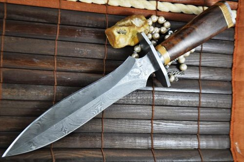 Coltello da caccia in acciaio Damasco, fatto a mano, personalizzato