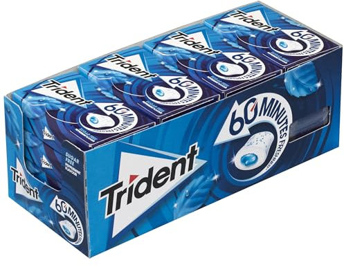 Trident 60 Minutos Menta - Chicles sin Azúcar con Sabor a Menta - Paquete de 16 Envases 22 g