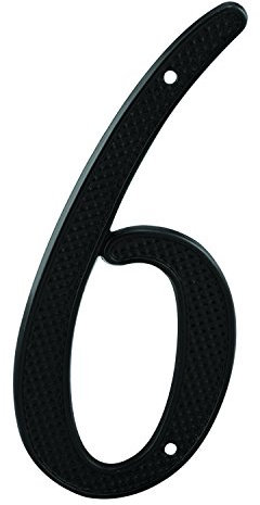 PRIME-LINE MP4116-5 - Numero di indirizzo civico, 10,2 cm, finitura nera, zinco pressofuso, 6/#9, confezione da 5