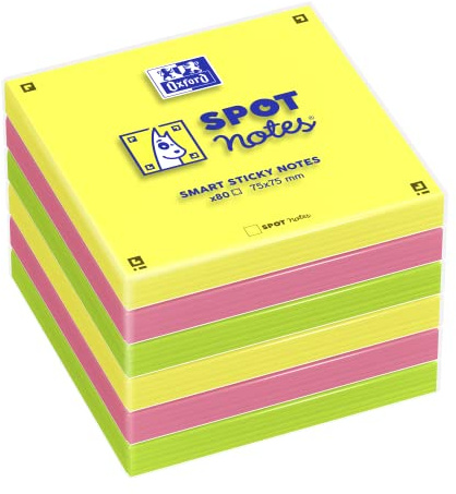 OXFORD Spot Notes Haftnotizen, 6 Blöcke, 75x75mm, SCRIBZEE kompatibel, bunt