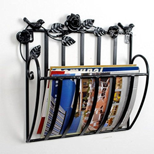 AMYDREAMSTORE Zeitungshalter für die Wand Hängenden Korb Zeitungsständer Metall,Für Haus Bad büro-Schwarz 30x13x30cm(12x5x12)