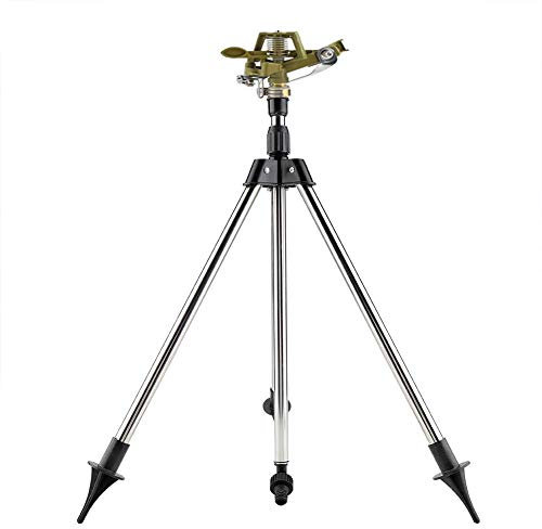 Arroseur Rotatif 360 ° Système de Arrosage d'eau Tournante Arroseurs de Pelouse de Jardin Kits d'arrosage Télescopiques sur Trépied Réglable de Base Automatique pour Cour Pelouse