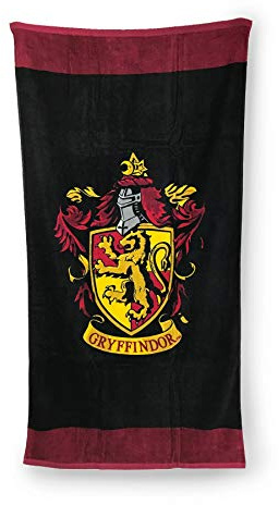Unbekannt Harry Potter Gryffindor Badetuch/Strandtuch, offizielles Design, Baumwolle, Schwarz, 75 x 150 cm, GR91915, 75 x 150cm