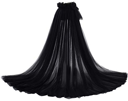 GRACEART Jupe Longue de Mariée en Tulle pour Femme avec Nœud pour Mariage (Noir)