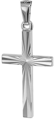 trendor Kreuz-Anhänger 22 mm Weißgold 585 (14 Karat) 75647 | Damen und Herren Anhänger Gold, modischer Kreuzanhänger, Geschenkidee, eleganter Schmuck aus Echtgold