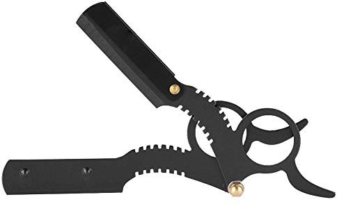 Maquinilla de afeitar recta de peluquero, navaja de afeitar clásica de barbero vintage con cuchillas fáciles Mecanismo de reemplazo Afeitado de barba Navaja de afeitar profesional (Negro)