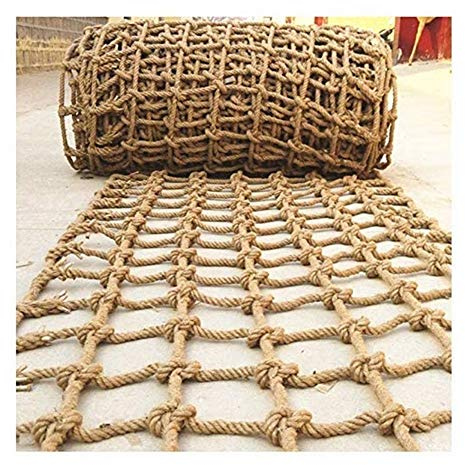 XHP Outdoor-Kletternetz, Hanfseil, 14 mm dick, Jute-Netz, Spielplatz-Schutznetz, Indoor-Kindertreppe, Balkon, Zaun, Fallschutznetz (Farbe: 12 x 14 mm, Größe: 1 x 3 m)