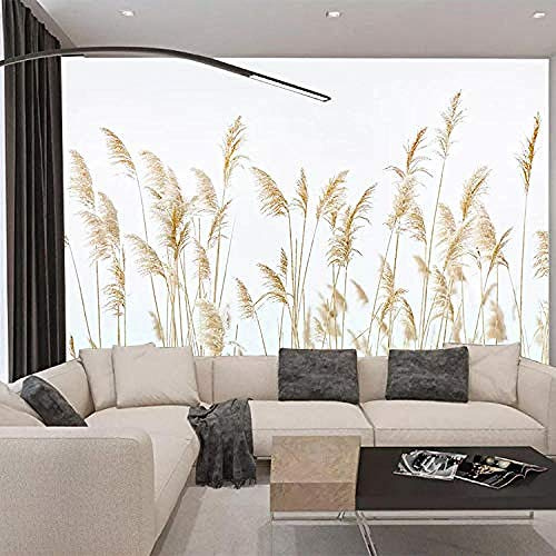 Simple Landscape Painting Fresh Reed Wallpaper Art Living Room Bedroom Seamless 3D Wallpapers Wallpaper Paste Livin Custom 3D Wallpaper Paste Living Room The Wall for Bedroom Mural Border-250cm×170cm