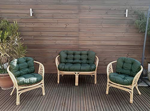Mayaadi Deluxe Gartenbankauflagen 6 teiliges Sitzkissen-Set Sitzpolster für Gartengarnitur Set Steve JCG1 Khaki