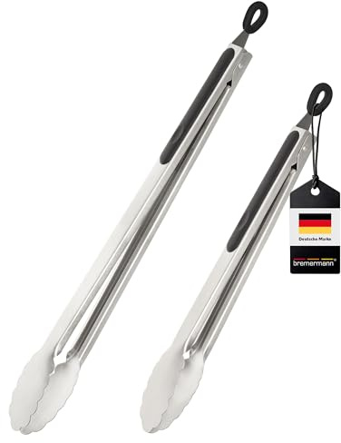 bremermann Juego de 2 pinzas para barbacoa, aprox. 44,5 (XL) y 35,5 (M) cm de longitud, acero inoxidable
