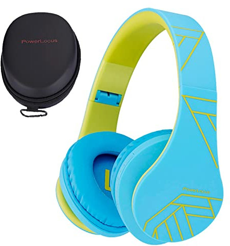 PowerLocus Auriculares para niños, Auriculares Bluetooth para niños, con 85DB Volumen Limitado, Plegable, con Micrófono, Micro SD Slot, Cascos Inalámbricos y con Cable, con Estuche