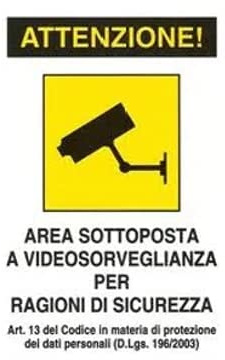 Saraoriginalshop 4x Cartello Aria Videosorvegliata Videosorveglianza di Segnalazione per Telecamera TVCC in PVC 20x30 Centimetri con Adesivo