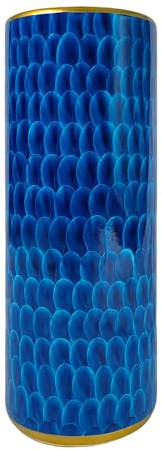 LANDCHY Luxurious Umbrella Stand Holder Umbrella Bucket Umbrella Rack Barrel Hand-Painted Feather Theme Porcelain Ceramic Floor Vase Entryway Porch Indoor 24 High Peacock Blue