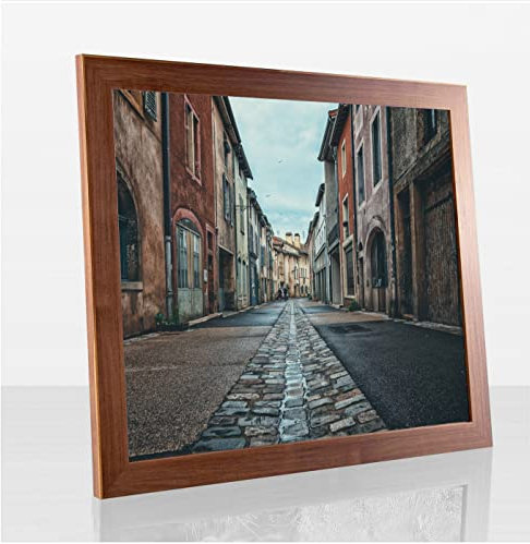 Orion Deluxe Bilderrahmen Posterrahmen 60x40 cm Puzzlerahmen Nussbaum Dunkel Dekor Antireflex Kunstglas Hintergrund Weiss