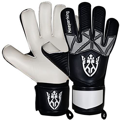 Keeperking - Guanti da portiere per bambini, ragazzi, adulti, senza salva dita, 4 mm, durevoli, in lattice, unisex