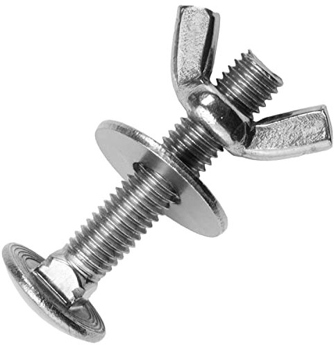 Techtanium® Schlossschrauben M12 x 45/45 mm inkl. Flügelmuttern und großen Unterlegscheiben M12 aus Edelstahl A2 (5 Stück) | Schrauben | Muttern | U-Scheiben | DIN 603 & ähnl. DIN 315 & DIN 9021