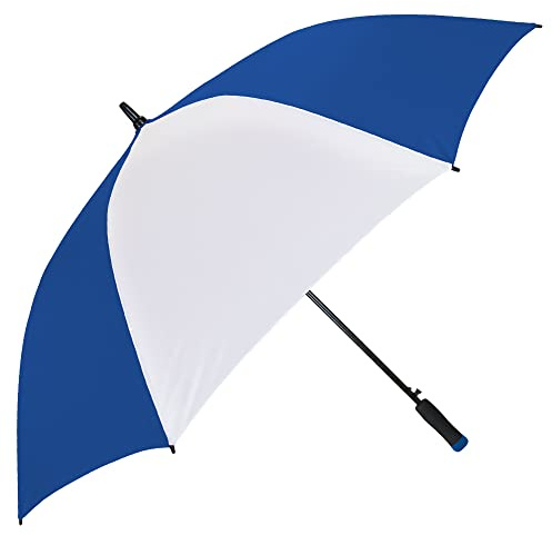 The Ultra Value 58 Large Oversize Automatic Open Windproof Golf Umbrella, Strong Fiberglass Oversize Golf Umbrella with Two Tone Foam Handle, Heavy Duty Umbrella for Men & Women - Royal Blue/White