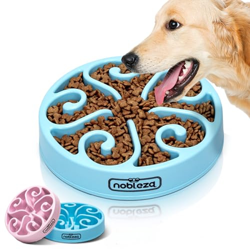 Nobleza 1 Pack Slow Feeder Dog Bowl Large, 20.4cm/8.03in | Dog Food Bowls to Slow Down Eating, Pet Puppy and Cat Slow Feeder Bowl, Anti-Gulp Slow Feeding Pet Bowls, Blue