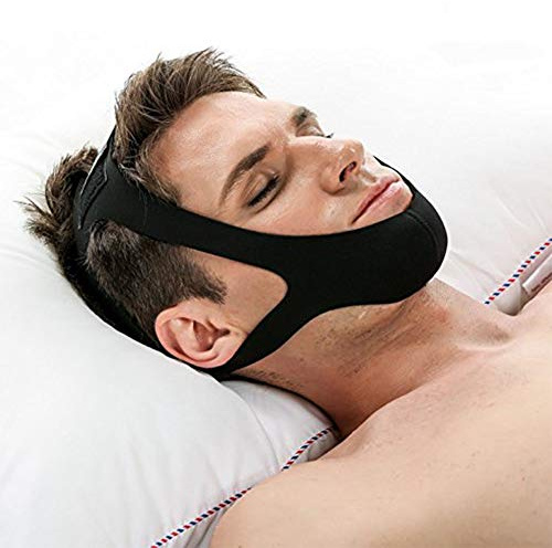 SIQITECH Sangle Anti-Ronflement Femme Homme Ceinture de Maintien de la Mâchoire Dormir Ceinture de Protection de la mâchoire Inférieure Réglable Réduction Ronflement Mentonnière pour Aide Sommeil