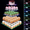 5 Pisos Soporte Cupcakes, Ulifeme LED Recargable Cupcake Stand Acrílico, Soporte de Exhibición de Postres Cuadrado Transparente para Navidad, Boda, Aniversario, Baby Shower y Fiesta de Cumpleaños