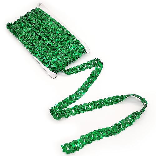 Hayaww 11 m×15 mm Zierband Glitzer Glänzendes Zierband Pailletten Bänder Trim Paillette Band Borten Band Glitzer Borte Geflochten Für Diy Nähen Handwerk Kleidung Kleid Dekoration (Grün)