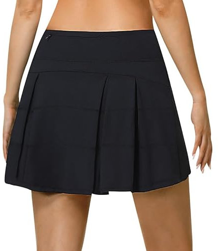 beroy Damen Skater Tennisrock Skirt Sportrock Sport Fitness Yoga Kurze Laufenrock Leicht und Atmungsaktiv Golfrock Schwarz M