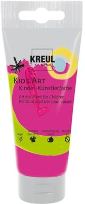 KREUL 43308 - Kids Art Kinder-Künstlerfarbe, Magenta 75 ml Tube, Schulmalfarbe auf Wasserbasis, matte deckende Bastelfarbe für Leinwand, Papier und Karton, vegan