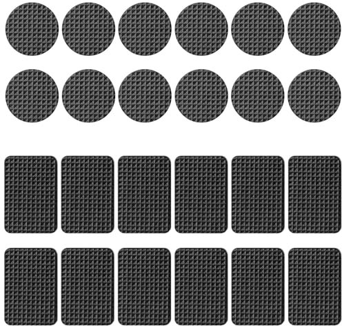 24 Pièces Patins en Caoutchouc Antidérapants, Pieds Caoutchouc Patins Autocollant Protecteurs de Meubles Protecteurs pour Sols en Boi, Pieds de Table, Chaise, Lit (Noir)