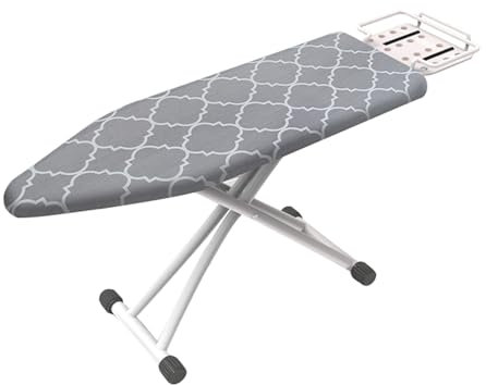 Genérico Tabla de Planchar, Tablas de Planchar Plegables con Soporte de Silicona para Plancha y Patas de Metal, Seis Niveles de Ajuste de Altura (Color: Rejilla, Tamaño: S)