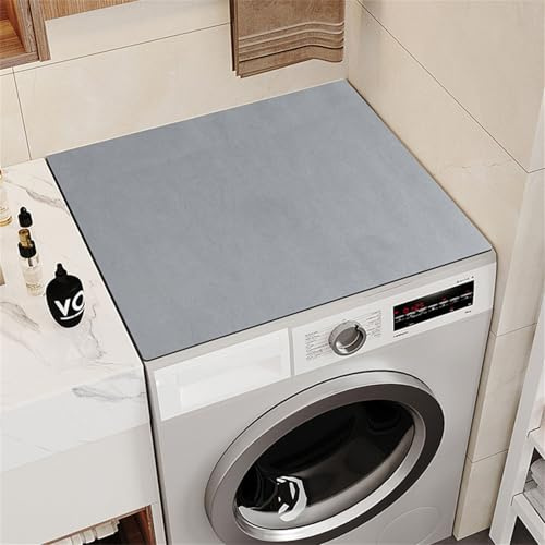Highdi Housse de Protection pour Machine à Laver Top, Monochrome Coussin de Machine à Laver Antidérapant Housse de Machine à Laver pour Machine à Laver Ou Sèche-Linge (Gris Clair,60x70cm)