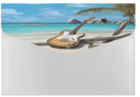 Ordner, Motiv: Gitarre am Strand, Aktenordner, tragbarer Papier-Rechnungs-/Quittungs-Organizer, dekorative Aktenordner, geeignet für Heimbürobedarf