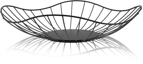 RZMZBY Frutero Negro Metal, Cuencos De Fruta Alambre, Frutero, Fruteros De Cocina Grande, Cesta De Frutas, Cocina Modernos Cesta de Frutas, para frutas, verduras y aperitivos (1, Negro)