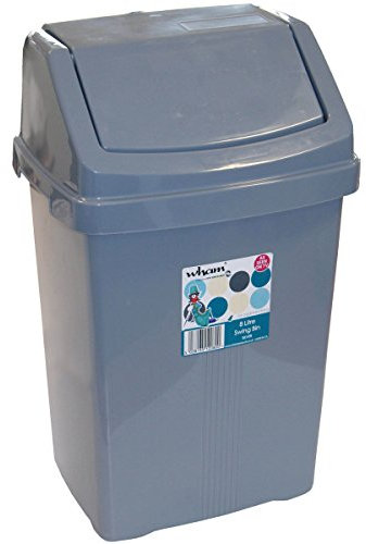 Mülleimer mit Schwingdeckel 8 Liter eckig Grau Schwingdeckeleimer Kunststoff Küche Büro Bad Putzeimer Kosmetikeimer Papierkorb Eimer Abfalleimer Abfallbehälter Mülltonne Müll Abfallsammler