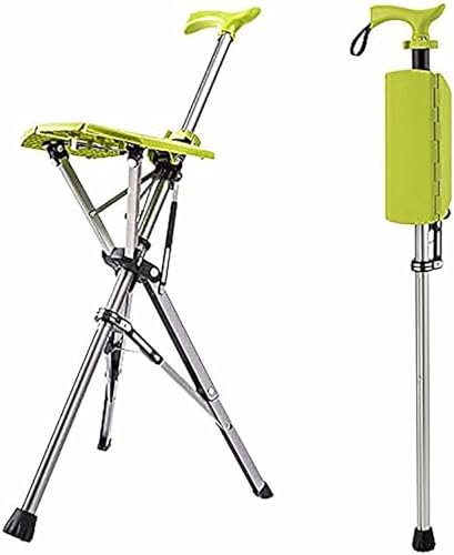 HSWOYEA Bastón trípode con Asiento, bastón Plegable con Asiento, Ayuda para Caminar con muleta para Personas Mayores, aleación de Aluminio, Antideslizante