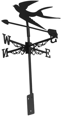 Happyyami Girouette de Jardin en Fer Noir Indication Direction Vent et Surveillance Météorologique pour Cour de Ferme et Décoration Extérieure