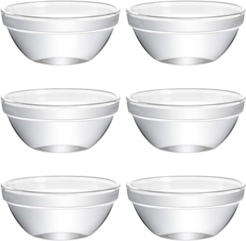 Ciotole for immersione, riso, zuppiera Ciotola da portata Ciotole di vetro piccole Insalatiere in vetro trasparente Ciotole di preparazione in vetro impilabili for salse da dessert -6 pezzi(6 Pieces)