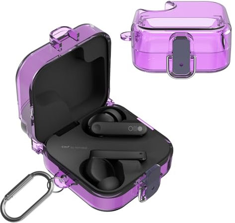 Schutzhülle Hülle Kompatibel mit CMF Buds pro 2，Dünne und stoßfeste TPU-Schutzhülle, unterstützt kabelloses Laden, sichtbare LED auf der Vorderseite (Transparentes Lila)