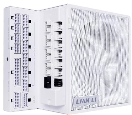 Lian Li Edge Series EG1200G.WH Bloc d'alimentation modulaire Complet 1200 W (concentrateur de Ventilateur Inclus) – Or ATX 3.0, 3.1-PCIE 5.1-Forme L pour boîtier à Double Chambre – Ventilateur FDB de