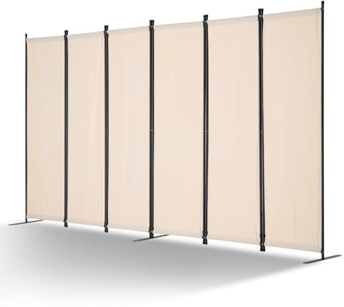 VEVOR Room Divider, 6 Panels Room Divider, Folding Privacy Screen and Portable Partition Divider for Room Separation, Freestanding Room Partitions for Office, Bedroom, Study, Beige